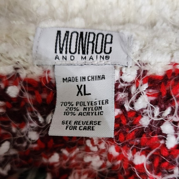 Monroe and Maine red and white fair aisle shop neck fuzzy eyelash sweater tunic - Picture 7 of 7